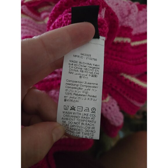 Shein Pink Crochet Halter Mini Dress Size Large Cut Out Festival Summer Hippie - Picture 5 of 9